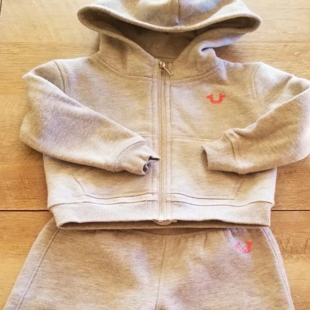 True Religion Gray Full Zip Sweatsuit Unisex Toddler Size 24 Months